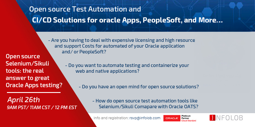 Read more about the article April 26th 2018 – Infolob Webinar – Open source Test Automation and CI/CD